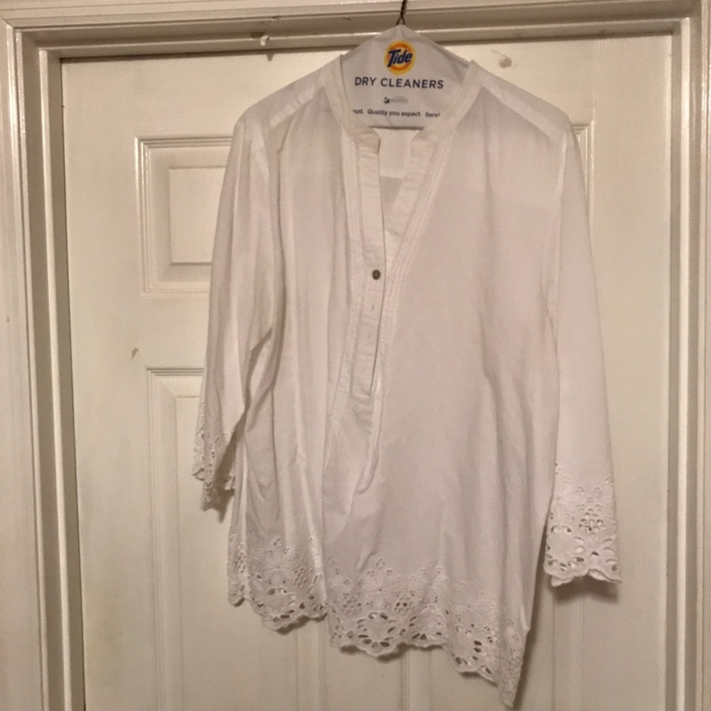 Chicos white blouse size 3. Lace trim